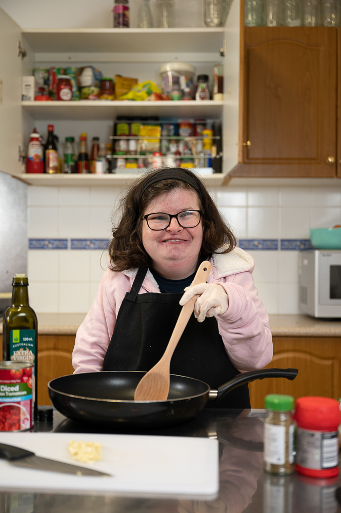 Pinarc customer participating in cooking program Ballarat Melton